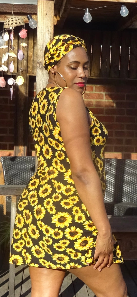 Sunflower Summer Dress With Turban