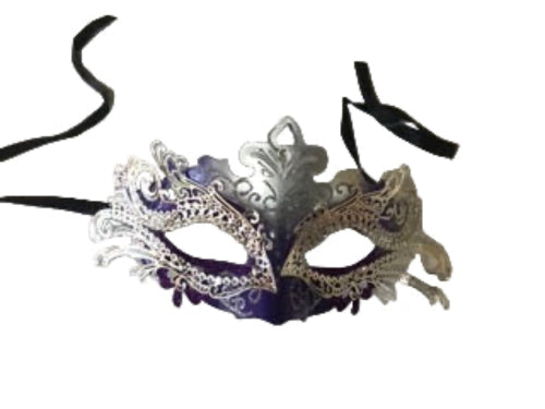 Extravagant Fancy Dress Masquerade Mask Silver And Purple Halloween Carnival Christmas