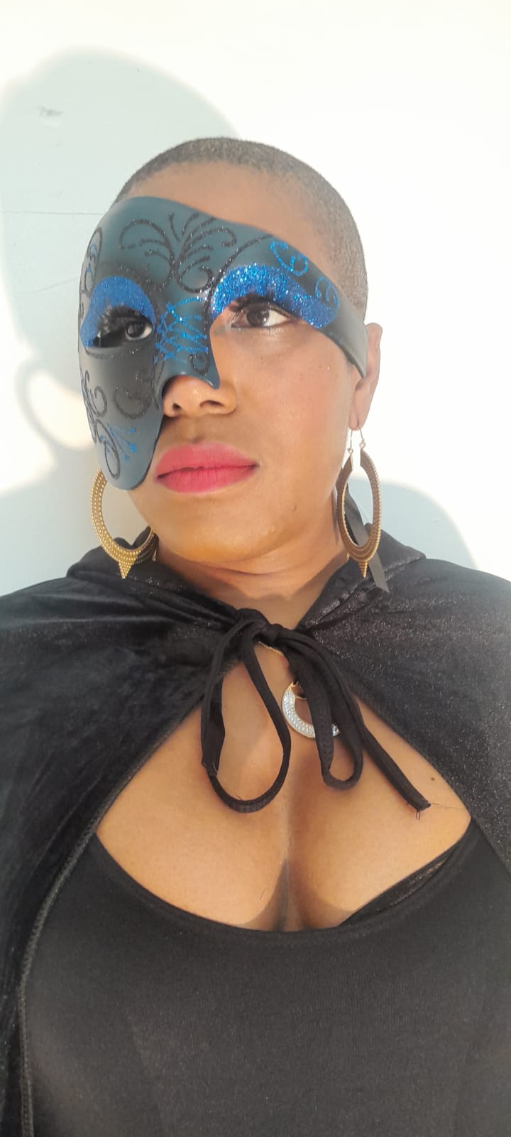 Fancy Dress Adult Masquerade Half Mask. Blue and Black Design. Unisex